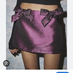Urban Outfitters Metallic Purple Mini Skirt with Bows